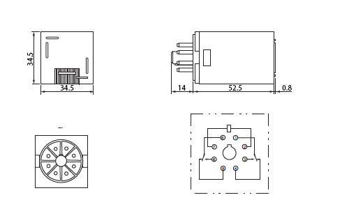 MK3P electromangetic relay dimensions connection diagram