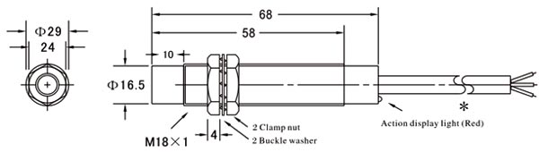 Proximity sensor inductive M18 dimensional drawing