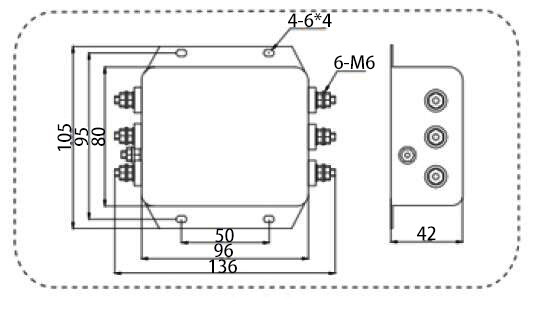 40A EMI Line Filter Dimension