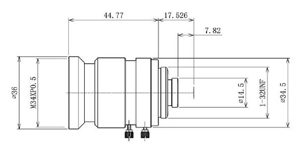 6mm f/1.6 industrial camera fixed focus lens dimension