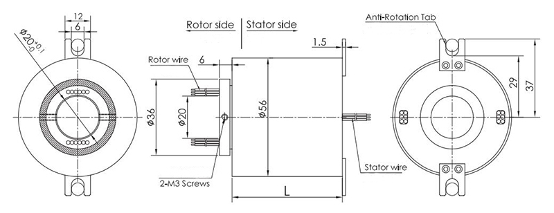 High Speed Electrical Slip Ring Dimension Drawing