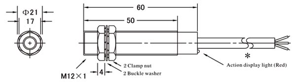 Proximity sensor inductive M12 dimensional drawing