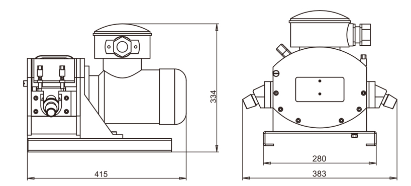 Dimensions of 12500 GPD Explosion-Proof Peristaltic Pump