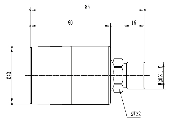 Dimensions of wireless pressure sensor