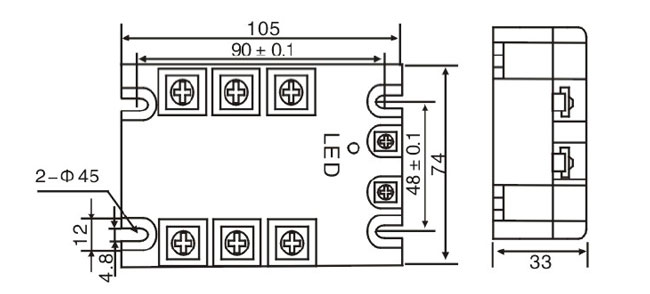 3-phase SSR Relay Dimensions