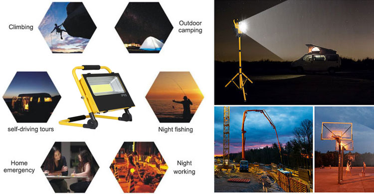 Portable rechargeable flood solar light applications