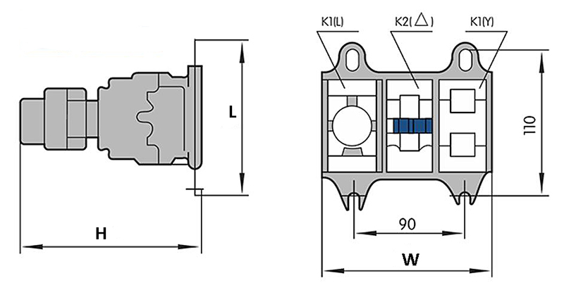 9-32 amp star delta starter dimension