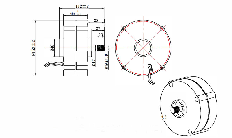 100W permanent magnet generator dimension