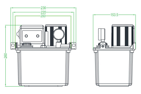 Dimensions of 3L Automatic Oil and Grease Lubrication Pump with Motor