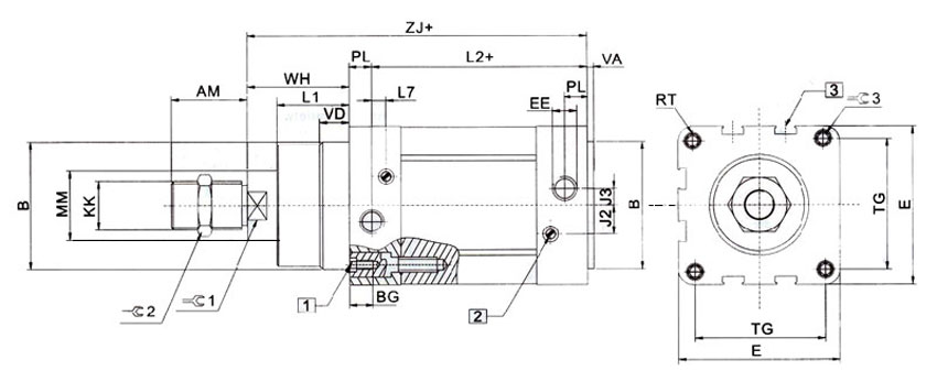 air cylinder dimension double acting