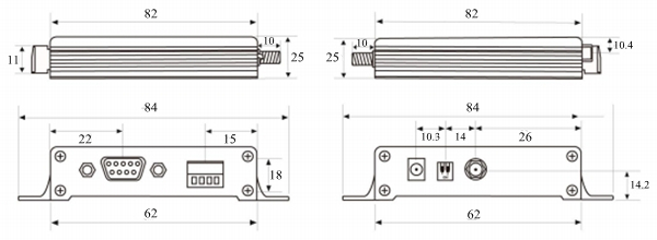 Dimension Drawing of Data Transmission Unit Model 433C30/433C33