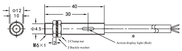 Proximity sensor inductive M6 dimensional drawing