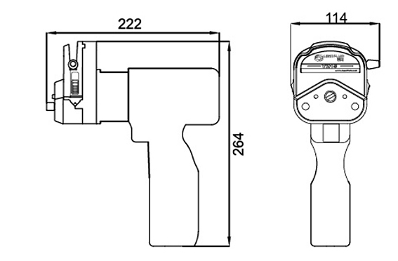 Dimensions of 1200 GPD DC 10V Handheld Peristaltic Pump