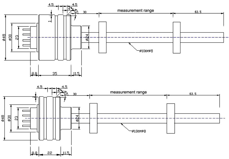 magnetostrictive sensor WB series dimension diagram