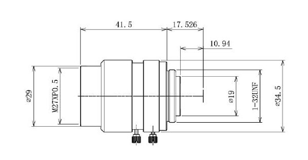 16mm f1.6 industrial camera lens dimension