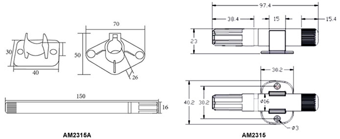 Temperature and humidity sensor AM2315A dimensional drawing