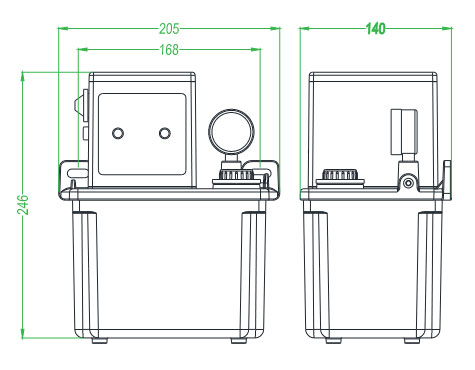 Dimensions of 2L Automatic Oil Lubrication Pump with Motor