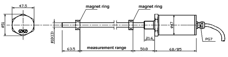 magnetostrictive sensor with PG7 connection