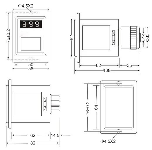 CHN-TH200 digital timer relay dimension