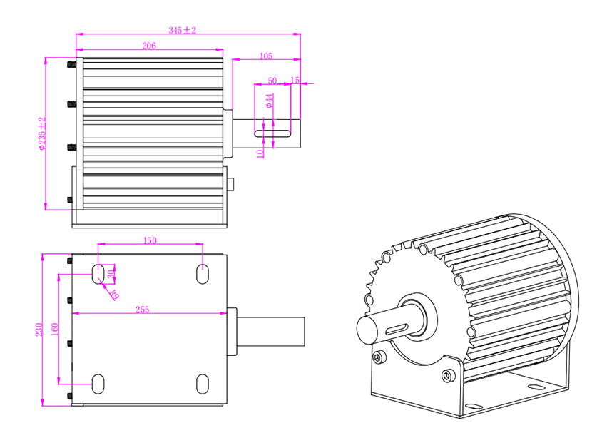 2.5kw Alternator Dimension