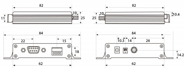 Installation dimension of data transfer unit model 433l30 170l30